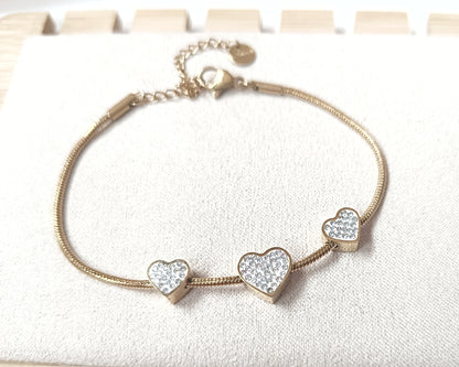 Pulsera trio de corazones