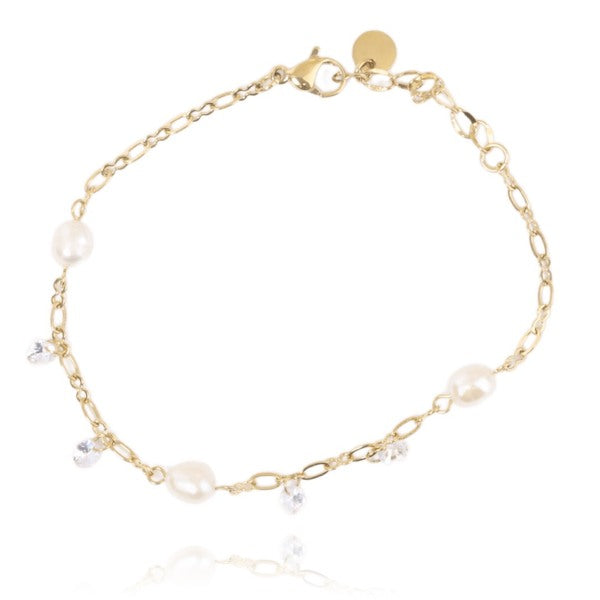 Pulsera perlada bañada en oro de 14 kilates