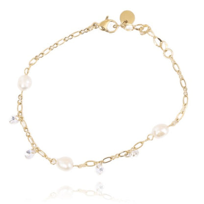 Pulsera perlada bañada en oro de 14 kilates