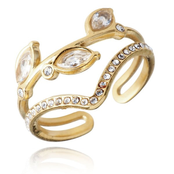 Anillo bañado en oro 14 quilates con zirconitas