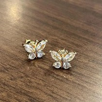 Pendientes de acero inoxidable bañados en oro de 14k