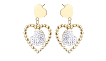 Pendientes Corazón Doble Dorado – Brillo y Romanticismo