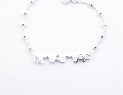 PULSERA DE PLATA DE LEY DE 17 + 3 CM CON DIJE DE MAMÁ. CIERRE REASA