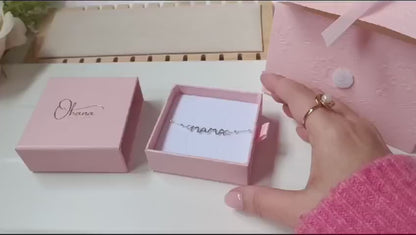 PULSERA DE PLATA DE LEY DE 17 + 3 CM CON DIJE DE MAMÁ. CIERRE REASA