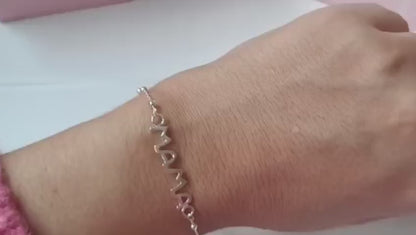 PULSERA DE PLATA DE LEY DE 17 + 3 CM CON DIJE DE MAMÁ. CIERRE REASA
