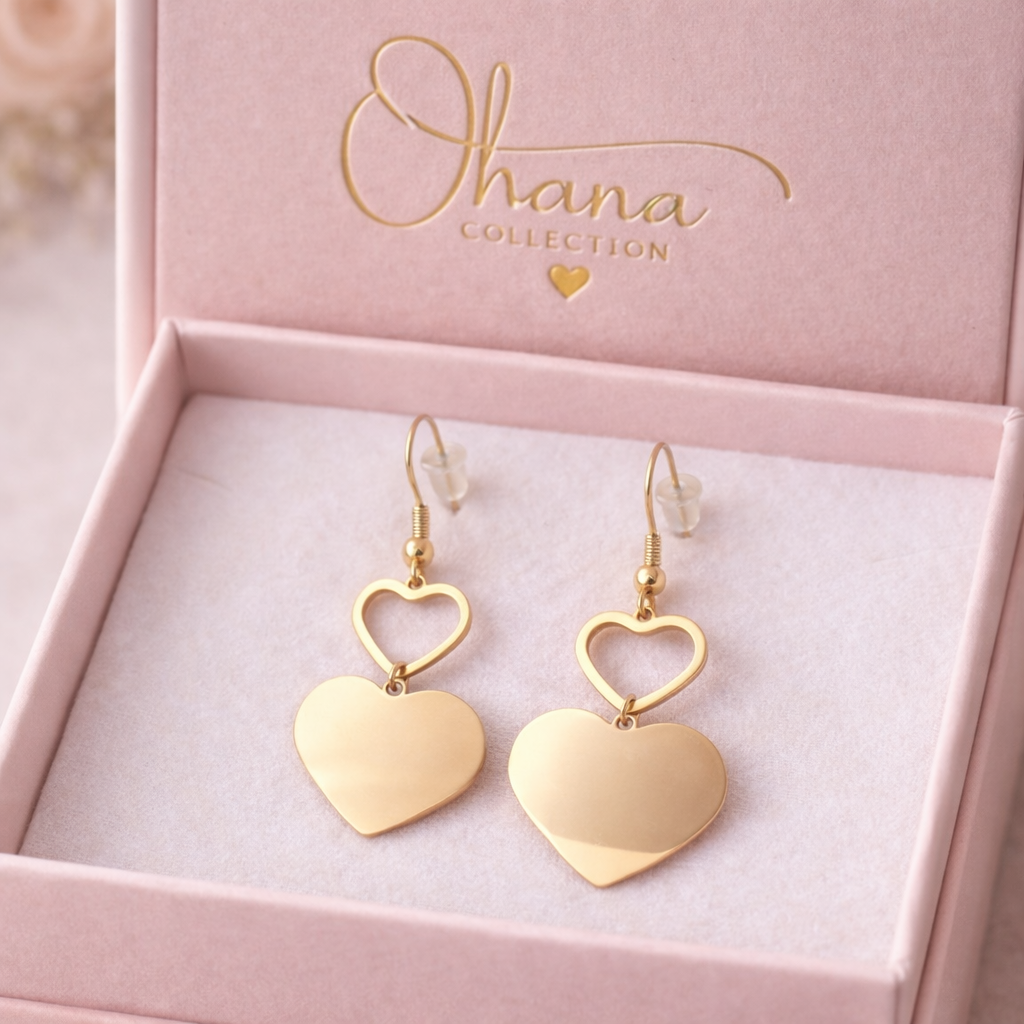 Pendientes Corazón Dorado Elegantes – Diseño Romántico Ohanna Collection