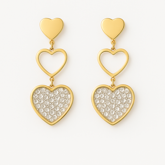 Pendientes de  Corazón oro y zirconitas