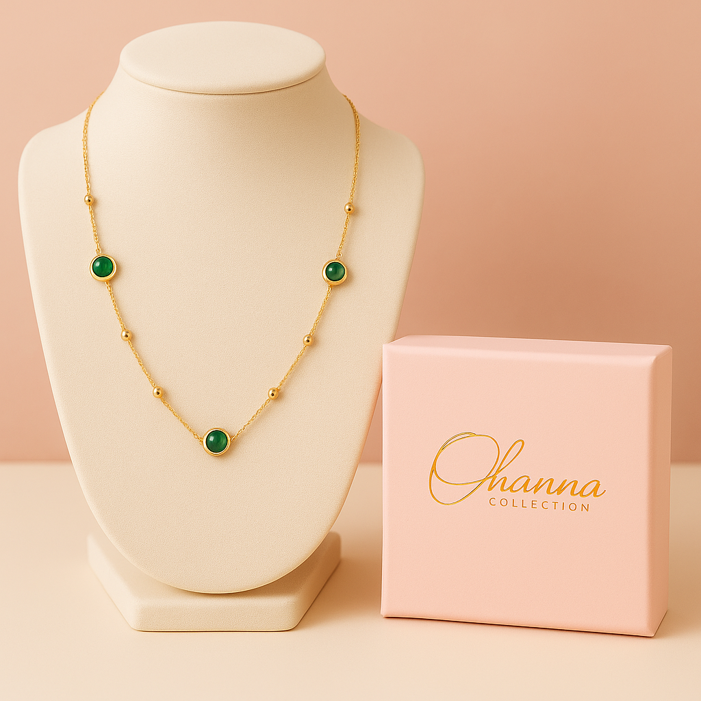 Collar piedras  esmeralda verde