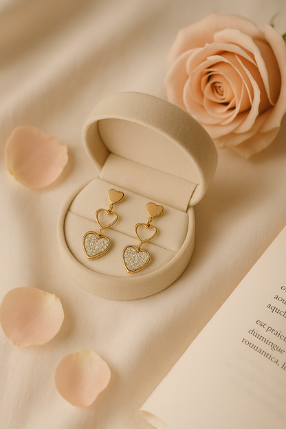 Pendientes Triple Corazón Brillante