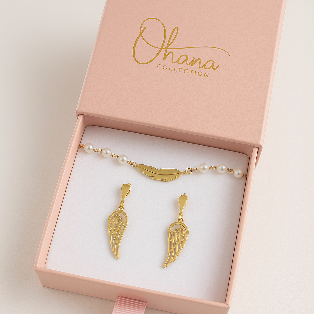 Pulsera Pluma Dorada con Perlas