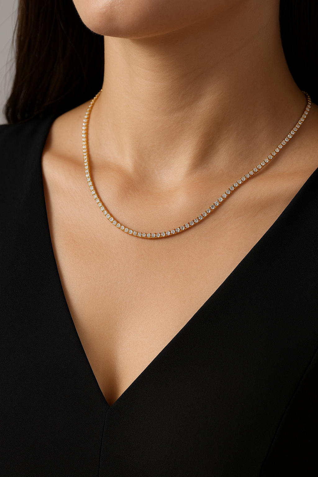 Collar zirconitas chapado en oro de 14 quilates