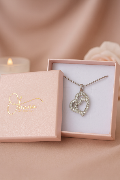 COLLAR DOBLE CORAZÓN CON COLGANTE CRISTAL CHECO