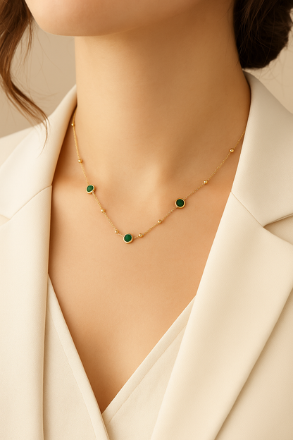 Collar piedras  esmeralda verde