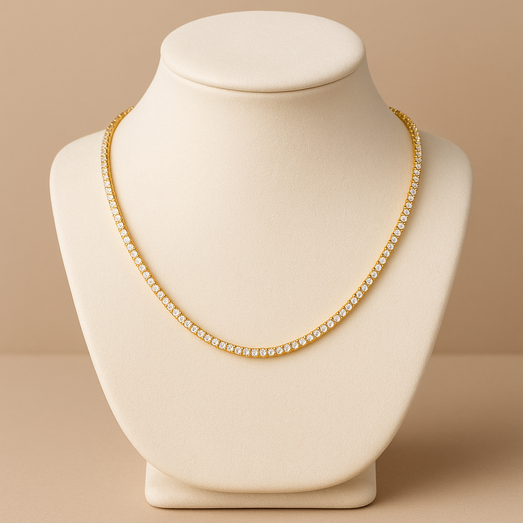 Collar zirconitas chapado en oro de 14 quilates