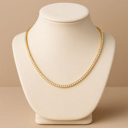 Collar zirconitas chapado en oro de 14 quilates