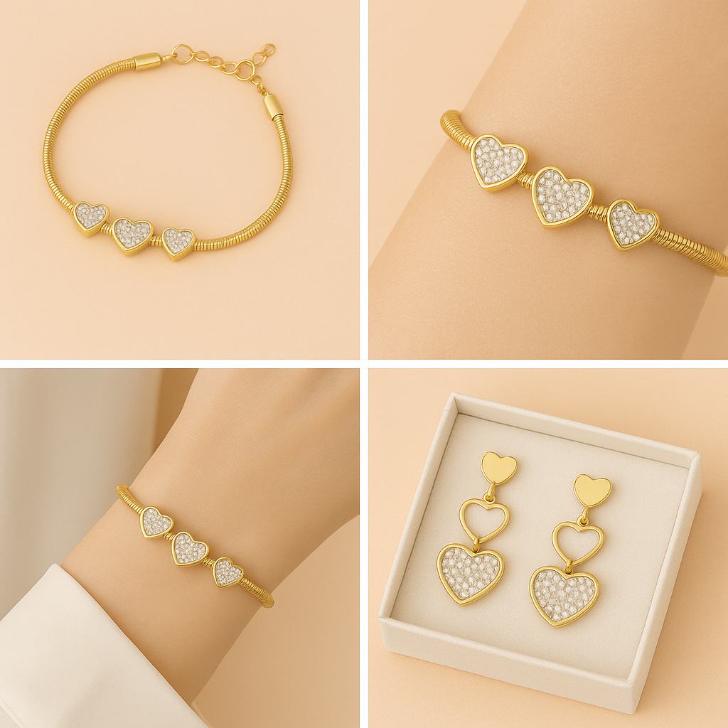 Pulsera trio de corazones