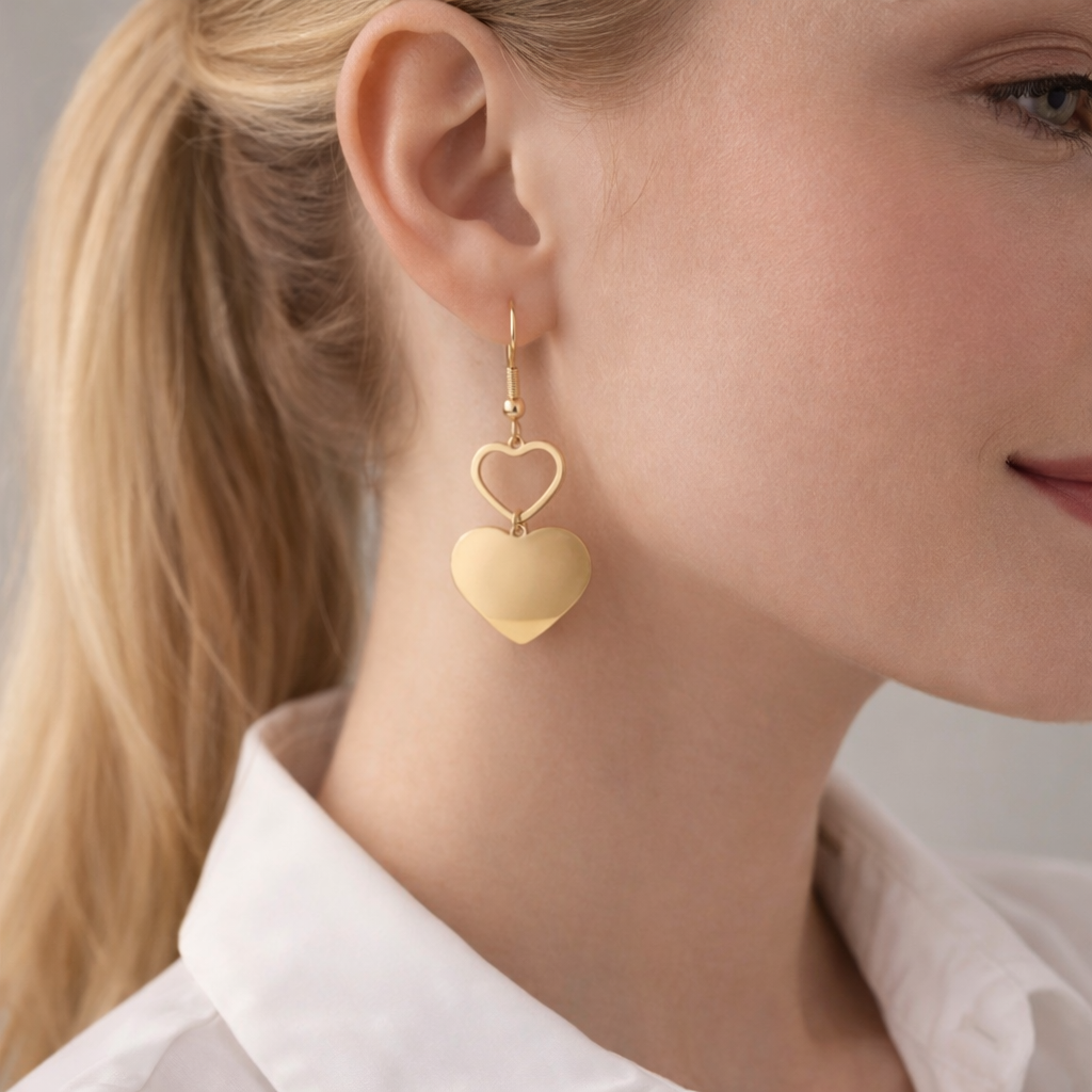 Pendientes Corazón Dorado Elegantes – Diseño Romántico Ohanna Collection