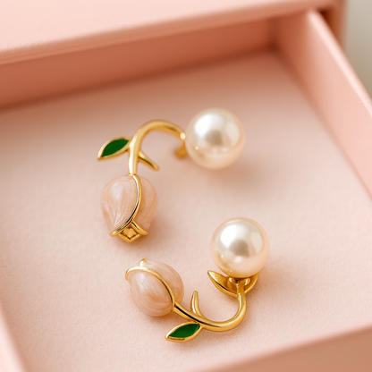 Pendientes Rosa & Perla – Elegancia Floral Ohanna