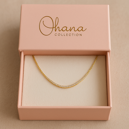 Collar zirconitas chapado en oro de 14 quilates